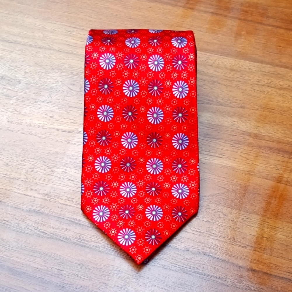 Ermenegildo Zegna 100% Silk Red Floral Men's Neck Tie